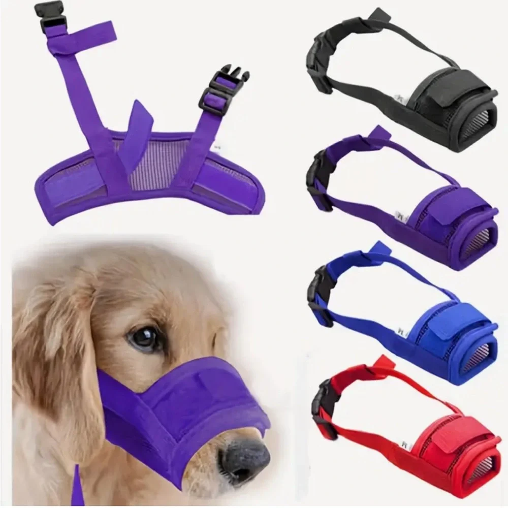 Black Breathable Dog Muzzle with Adjustable Straps (M)